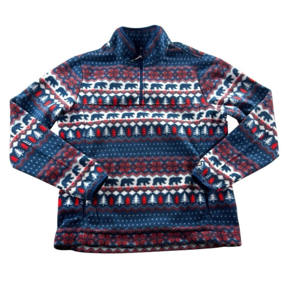 Chubbies The Bearly Wild 1/4 Zip Fleece Pullover Mens S Snowflake Trees Cabin
